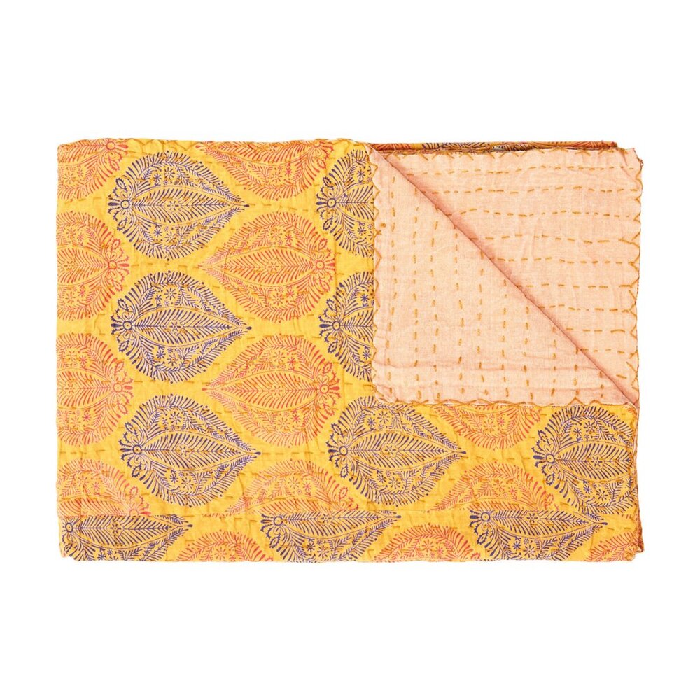 Taj Hotel Home Decor Kantha Cotton Throw | 1-Piece | Multicolor | 50"x70"